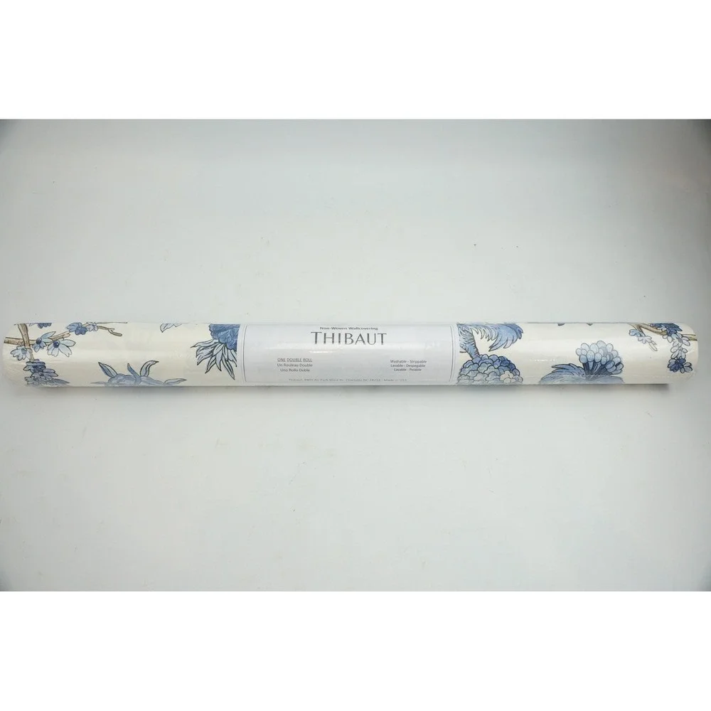 Thibaut Wallcovering T10846 Blue Floral Pineapple Double Roll New